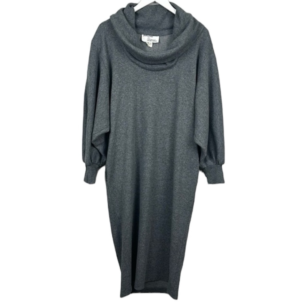 Rothschild for LilliAnn Gray Midi Sweater Dress w Pockets Size 10